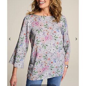 J. Jill hummingbird printed satin top. Size L.